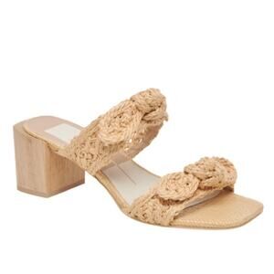 Dolce Vita Zemmie Light Natural Raffia Size 10 Square Toe Slip On Coastal Boho